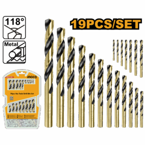 Ingco 19 Pieces HSS Twist Drill Bits Set - AKDB9190