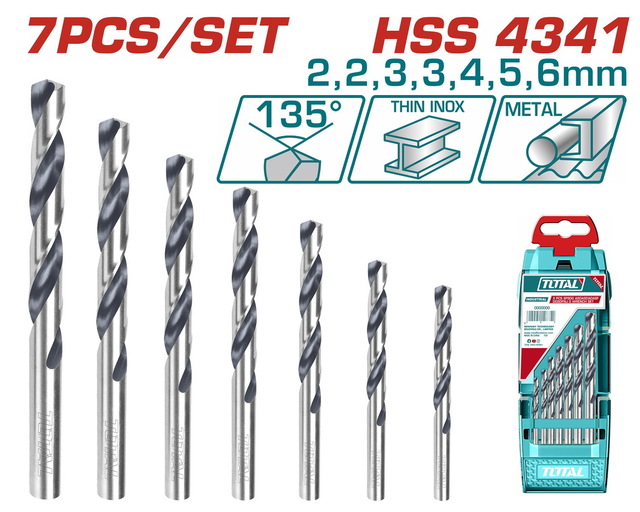 Total 7pcs HSS twist drill bits set - TACSD0075