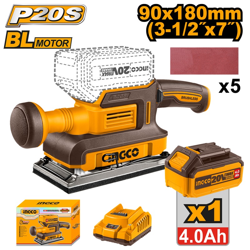 Ingco cordless finishing sander - CFSLI20311
