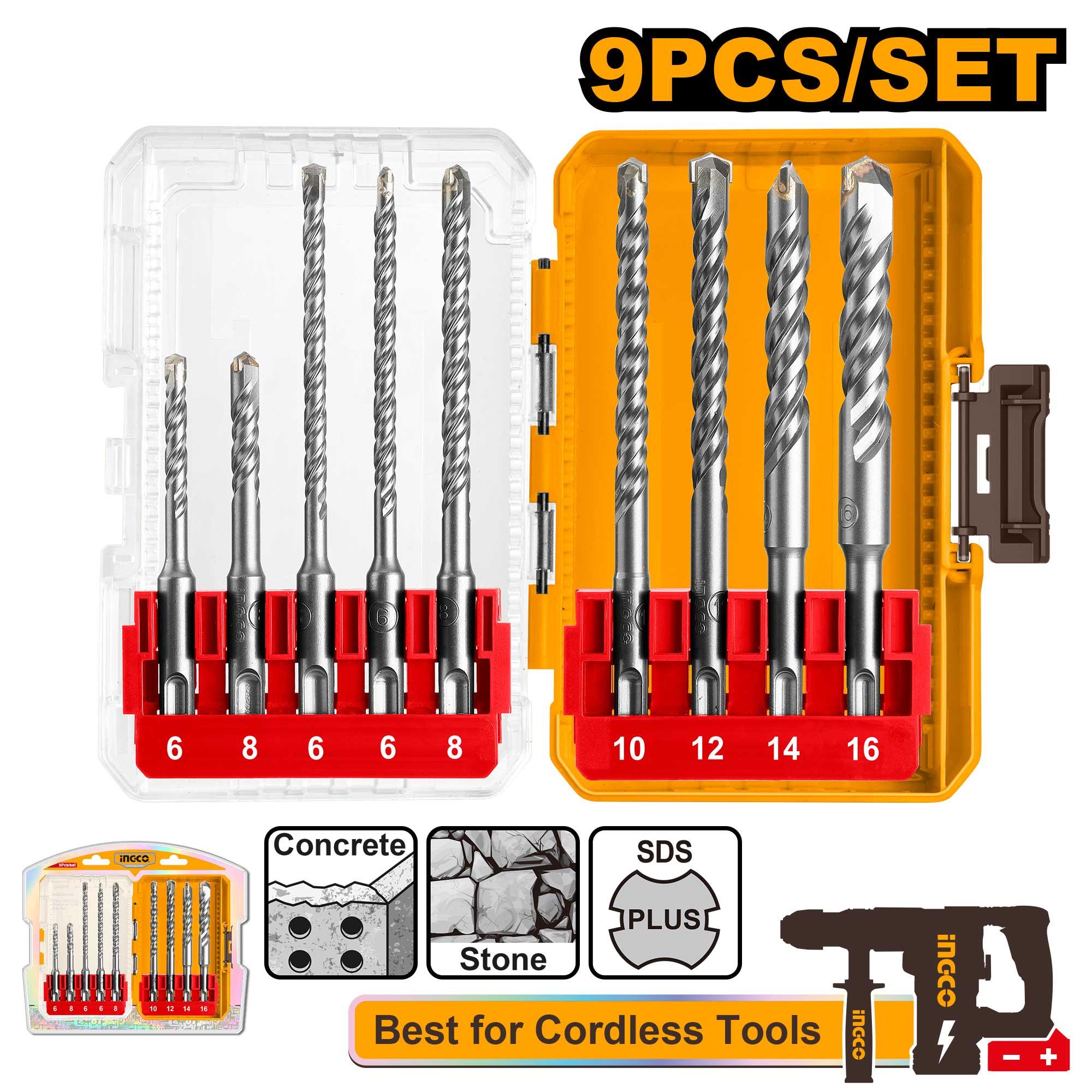 Ingco 9pcs SDS plus hammer drill bits set - AKDL30906