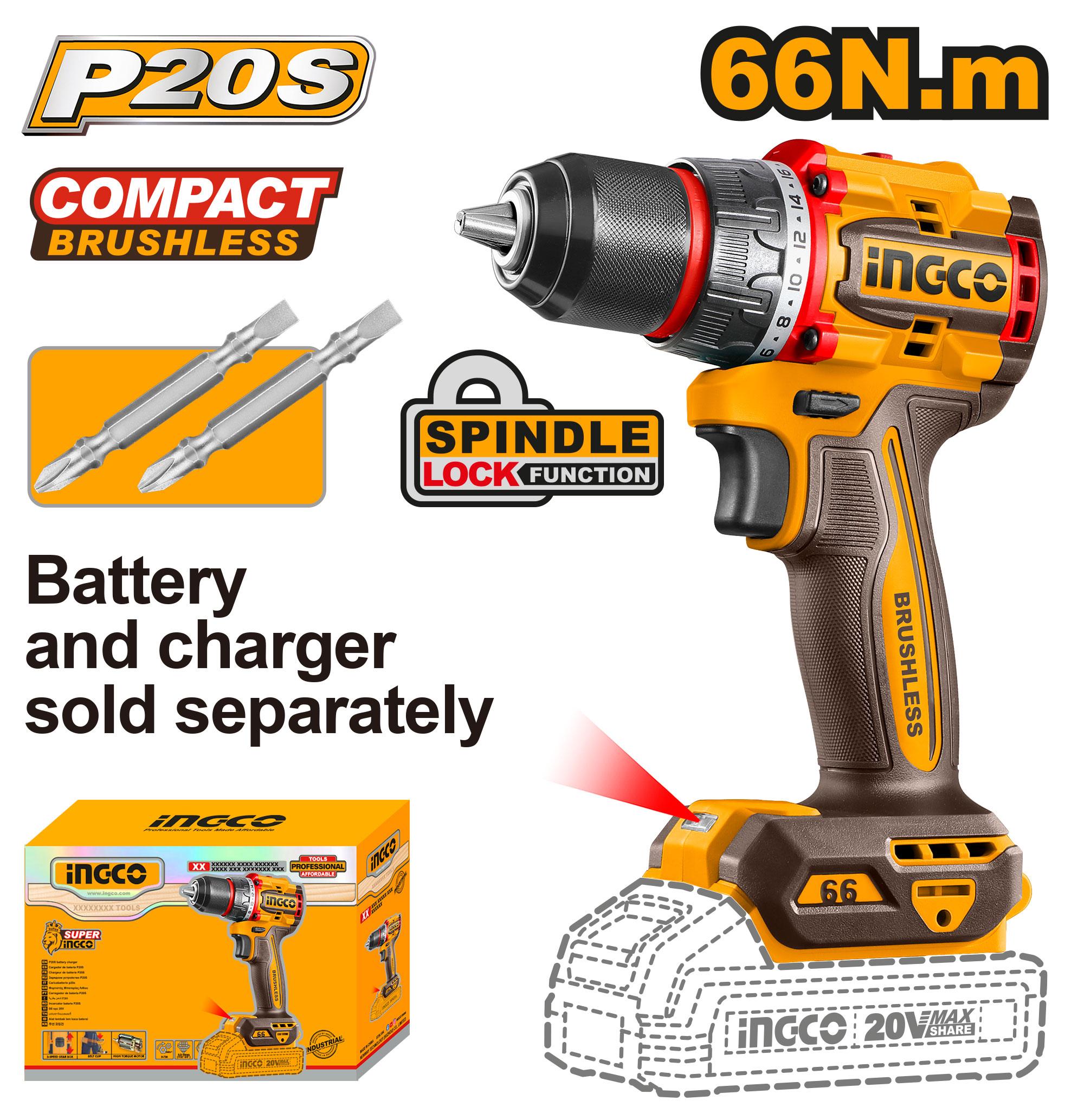 Ingco compact brushless cordless drill - CDLI206681