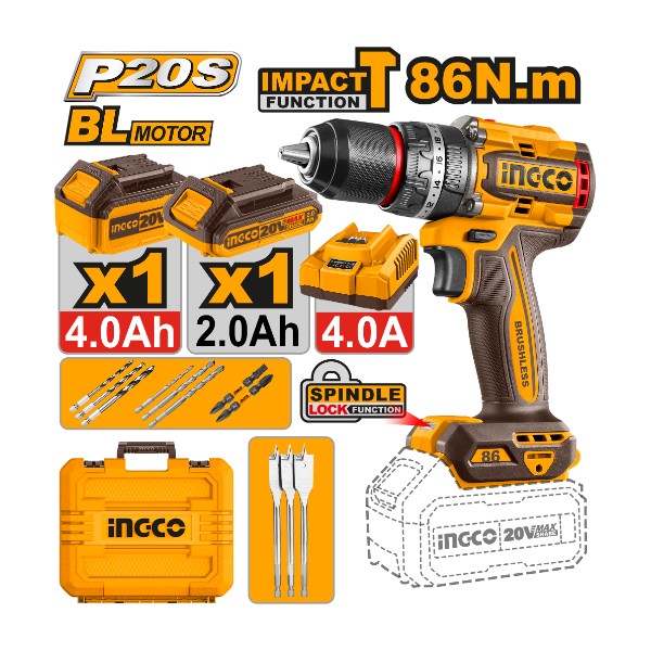Ingco brushles cordless impact drill - CIDLI20868