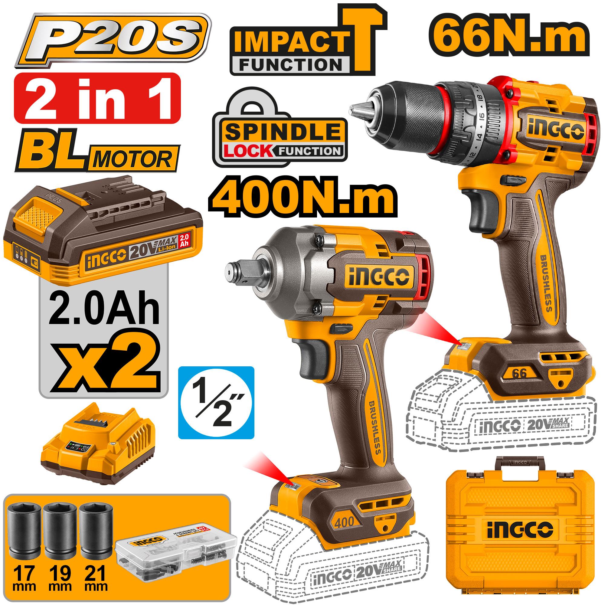 Ingco cordless 2pcs combo kit - CKLI20275