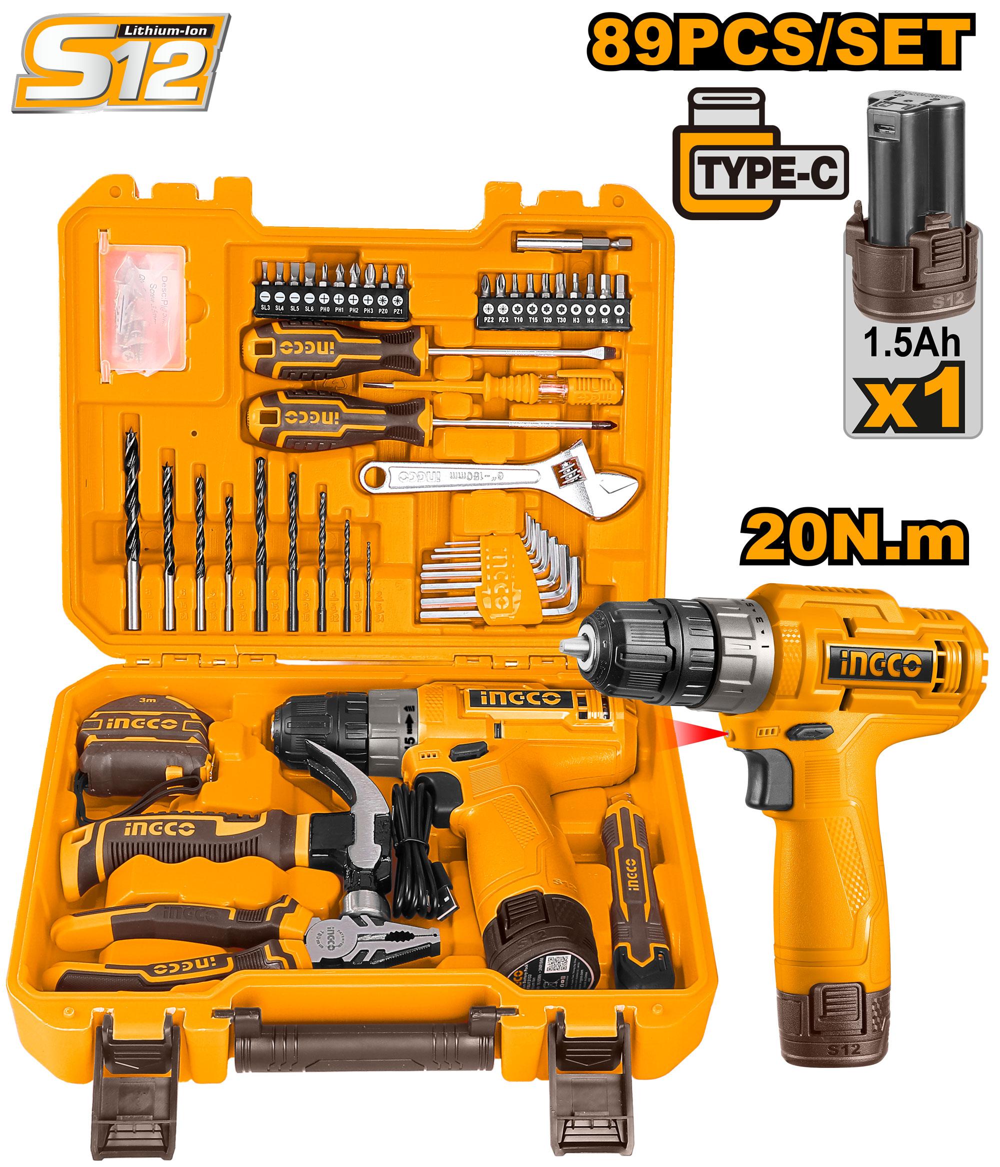 89pcs tools set with 12v cordless drill - HKTHP10891