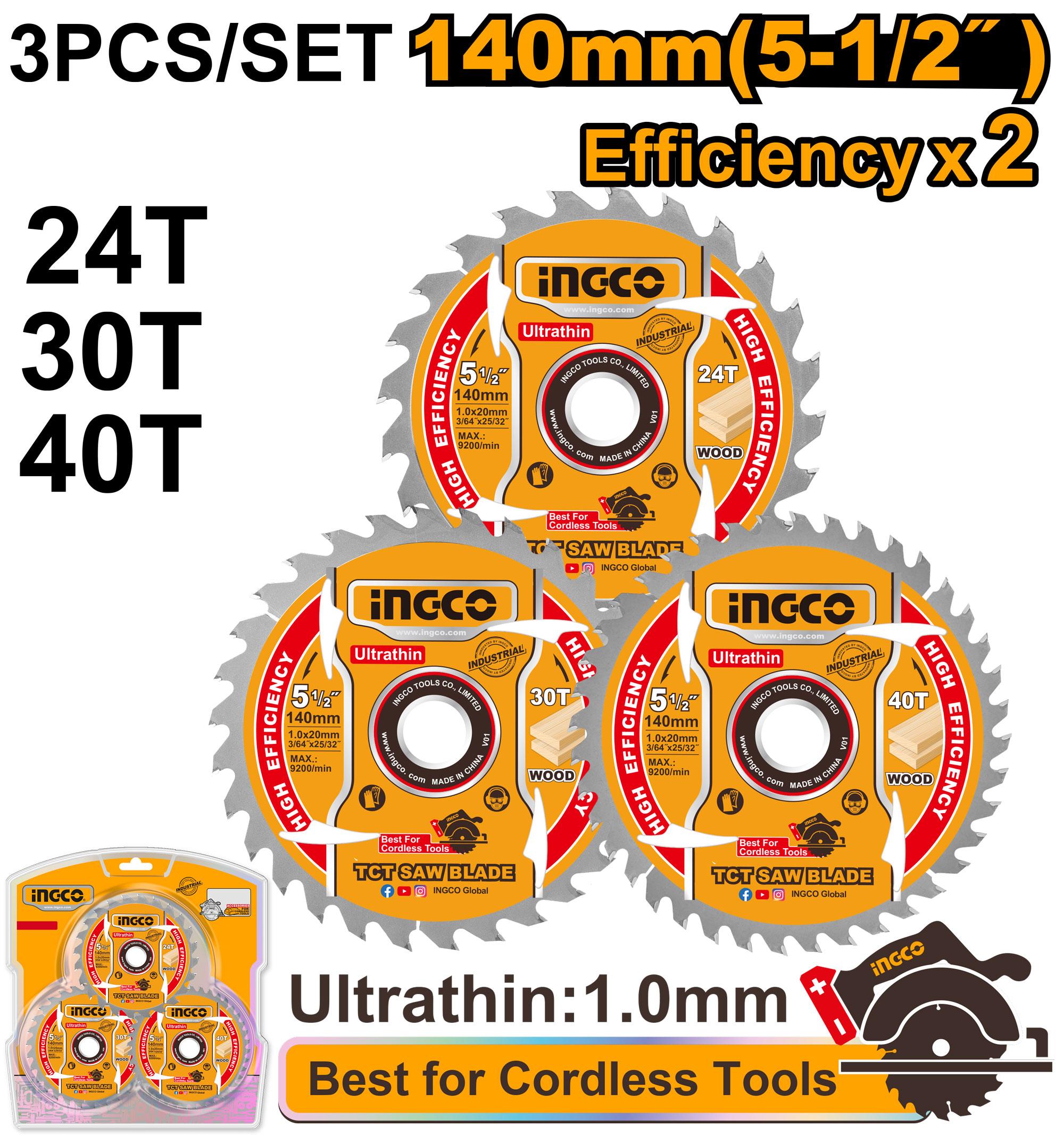Ingco ultra-thin TCT saw blade set - TSB4003