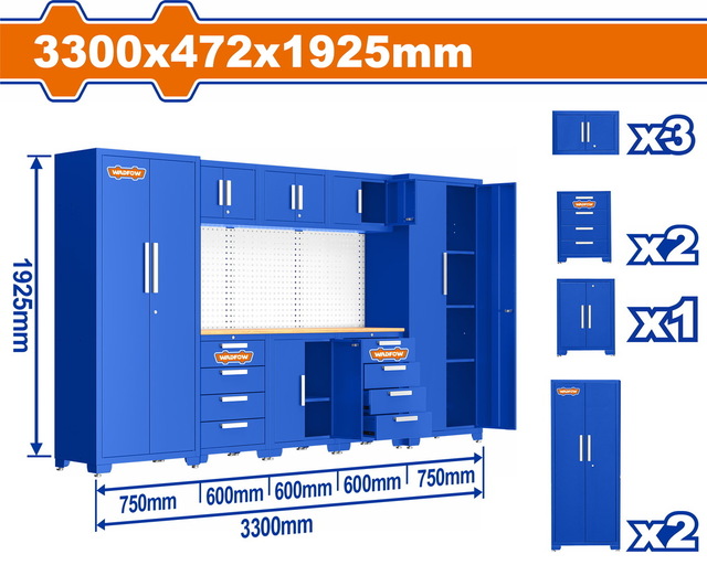 Wadfow heavy-duty modular garage cabinets - WCS3A08