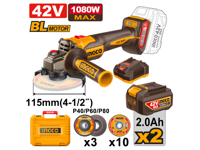 Ingco cordless angle grinder - CAGLI4108112