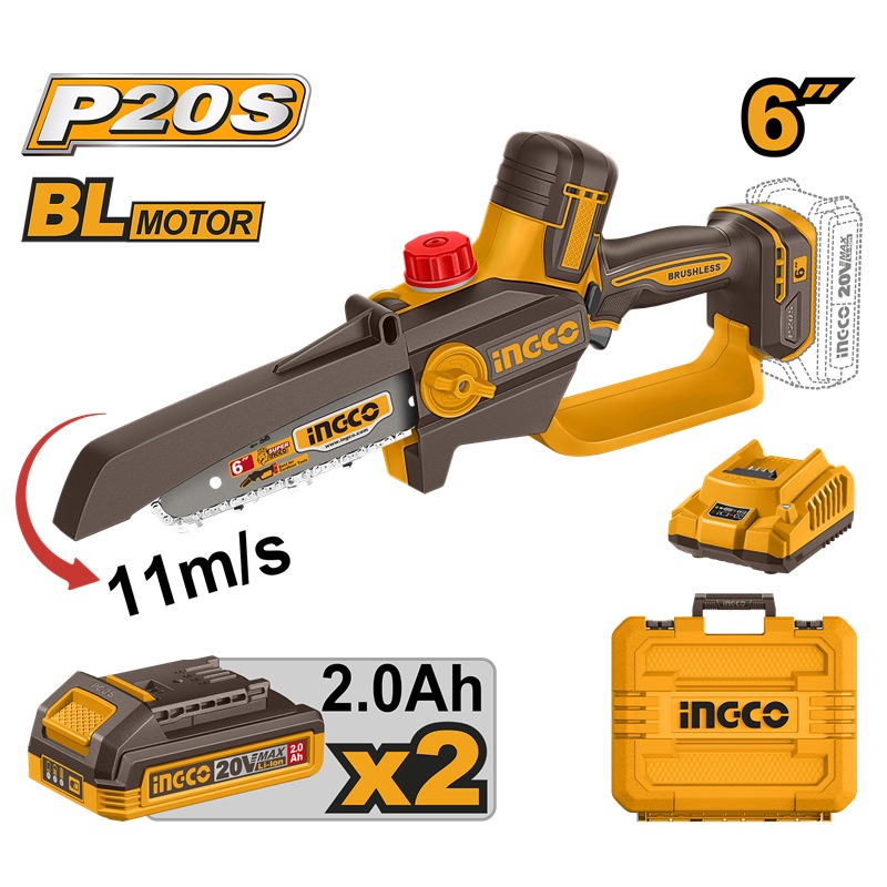 Ingco 20V Lithium-Ion Cordless Pruner Saw with 6" Bar - CGSLI20662
