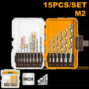 Ingco 15 Pcs M2 HSS Drill Bits Set - AKDL51508