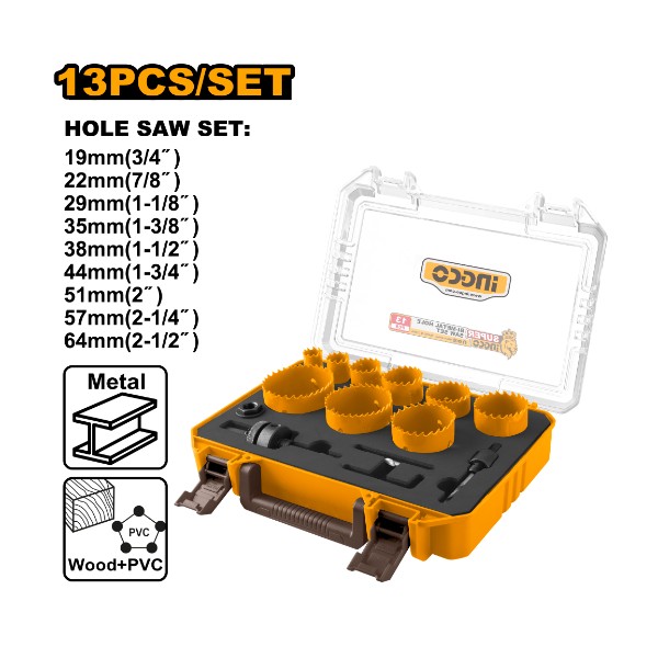 Ingco 13-Piece Bi-Metal Hole Saw Set – AKH0132