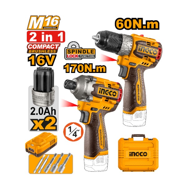 Ingco Cordless 2 Pcs Combo Kit - COSLI240968