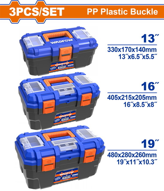 Wadfow 3Pcs Plastic Tools Boxes Set - WTB2103
