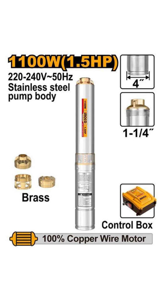 Ingco 4" Deep Well Pump 1.5HP - DWP110062