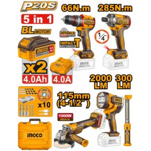 Ingco cordless 5 pcs  Combo kit - COSLI250692