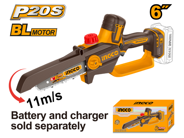 Ingco 20V Lithium-Ion Cordless Pruner Saw with 6" Bar -  CGSLI2066