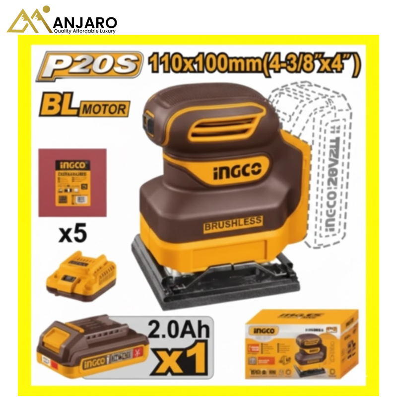 INGCO 20V Cordless Sheet Sander 110x100mm(4-3/8"x4") - CSHSLI20241