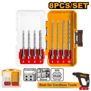 INGCO 8 Pcs SDS Plus Hammer Drill Bits Set - AKDL11806