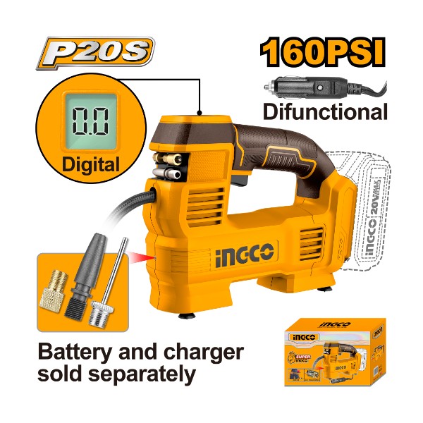 INGCO 20V Cordless Auto Air Compressor 160PSI - CACLI2012