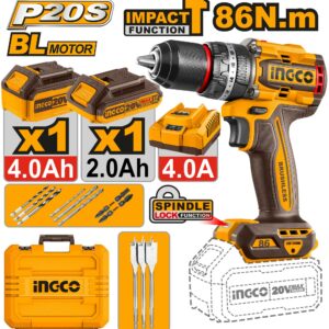 Ingco 20v 850W Brushless Cordless Impact Drill 86Nm - CIDLI208687