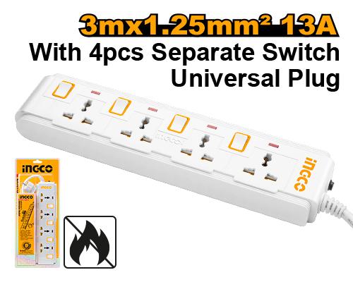 Ingco 3mx1.25mm 13A Extension Socket - HES03041V-8
