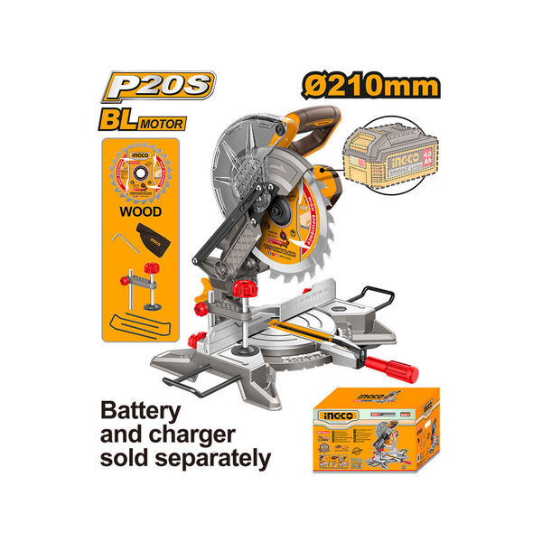 INGCO 20V Cordless Mitre Saw 210mm(8-1/4") - CMSLI2021