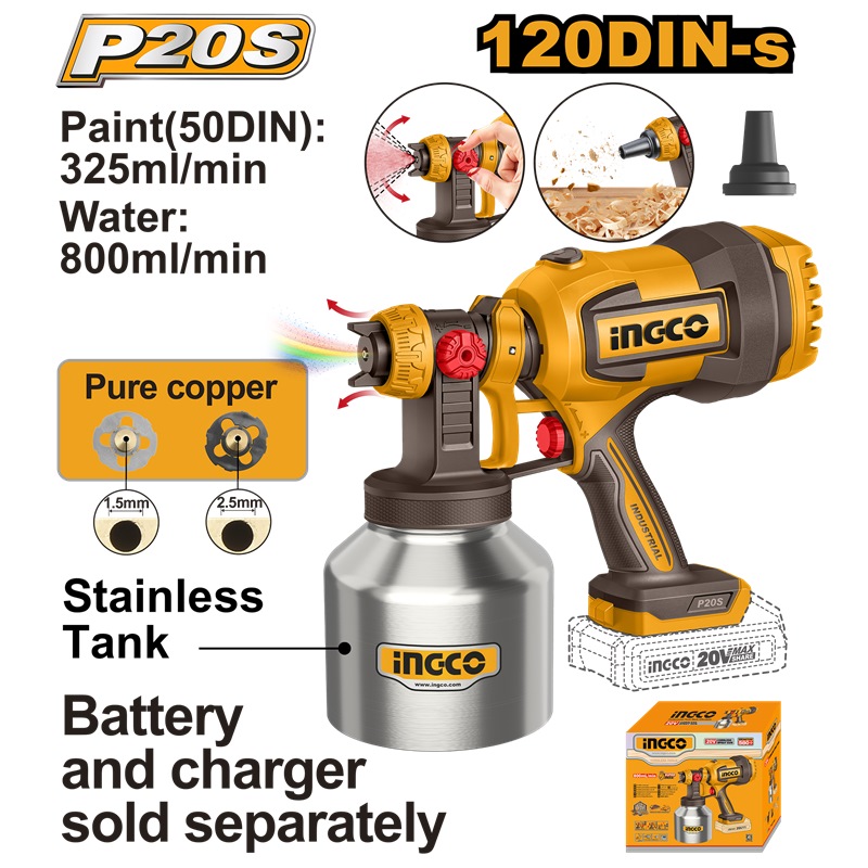 INGCO 20V Cordless Spray Gun 800ml - CSGLI20041