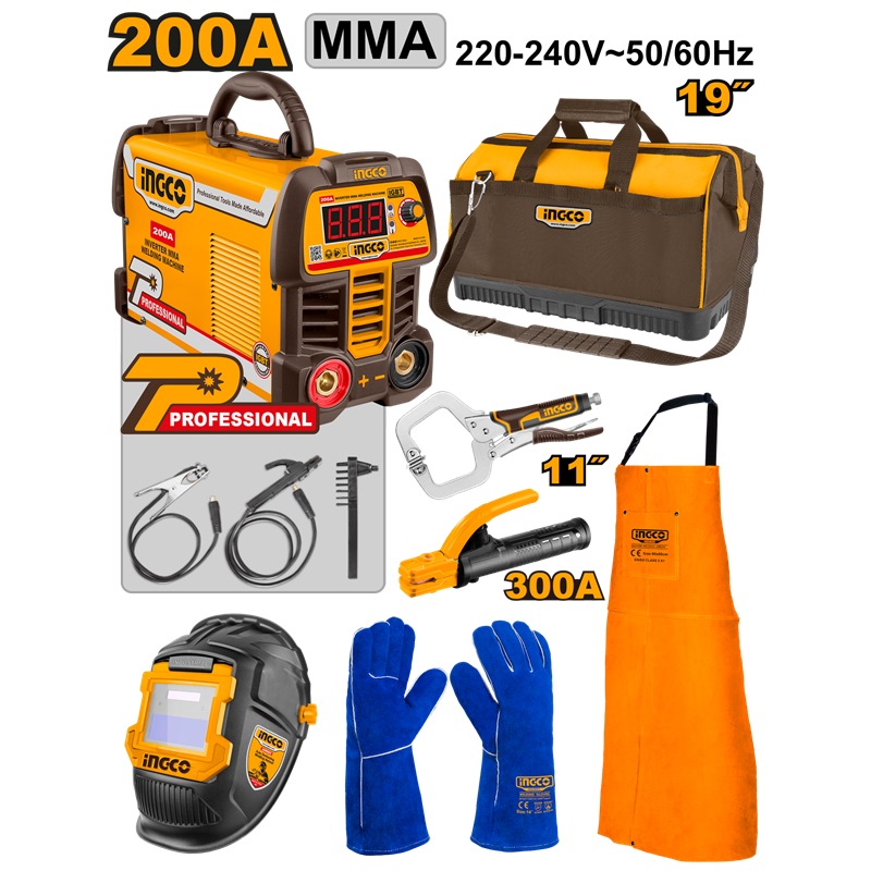 INGCO 7 Pcs Welding Machine Tools Set 200A MMA - COS25075