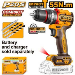 INGCO 20V Compact Brushless Cordless Impact Drill 55N.m - CIDLI205581