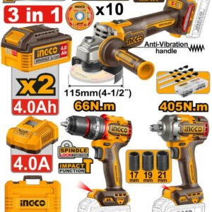 INGCO 20V Cordless 3 Pcs Combo Kit - CKLI20358