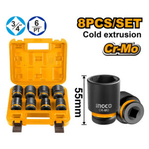 INGCO 8 Pcs 3/4" DR. Impact Socket set - HKISSD34081