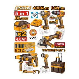 INGCO 5 Pcs Cordless Industrial Combo Kit - CKLI20595