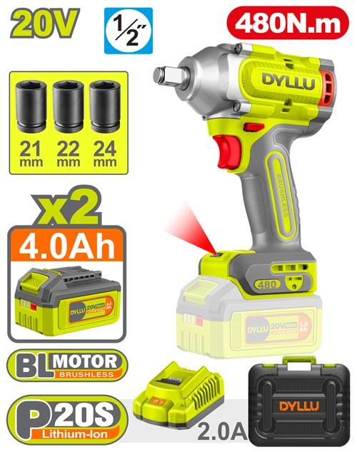 DYLLU 20V Cordless Impact Wrench 480N.m - DTCD1B483