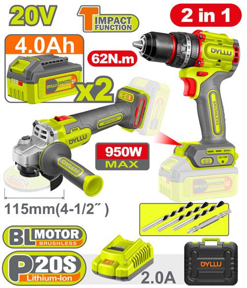 DYLLU 20V Cordless 2Pcs Combo Kit - DTCK20273