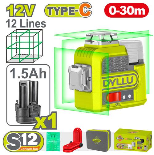 DYLLU 12V 0-30M Cordless 3D Laser Level - DTLE8M12