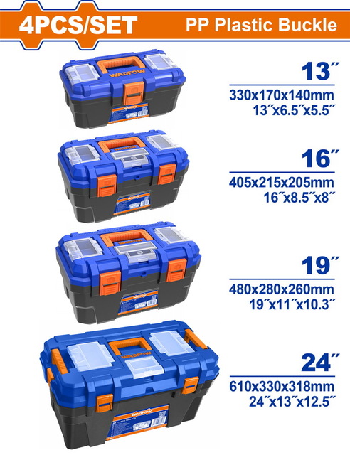 WADFOW 4 Pcs Plastic Tool Boxes Set - WTB2104