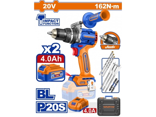 Wadfow 20V Brushless Cordless Impact Drill 162Nm - WCDP16281