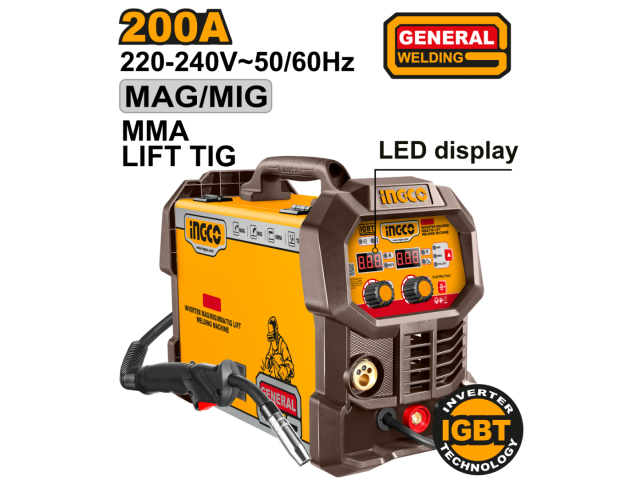 INGCO 200A Inverter MAG/MIG/TIG Lift Welding Machine 220-240V  50/60Hz - ING-MGT20058